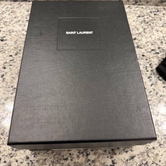 COPY - Saint Laurent Black Metal Turquoise Cap Toe Pointed Pumps. - Picture 6 of 6